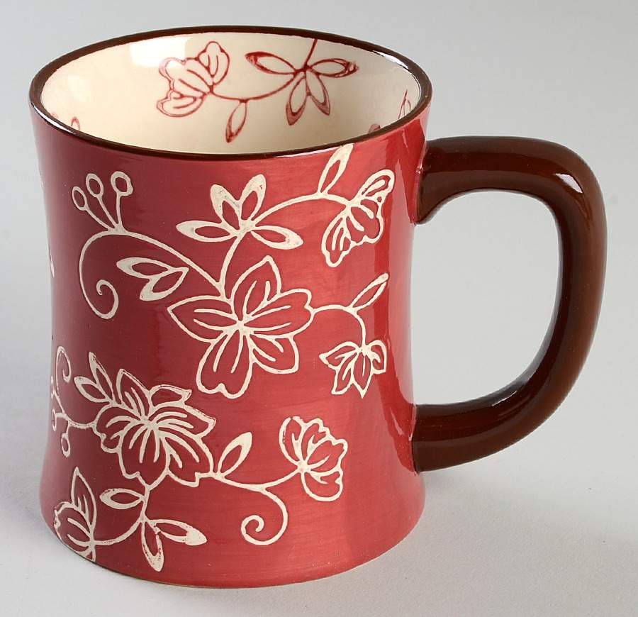 Floral Lace Cranberry Mug by Temp-Tations-1