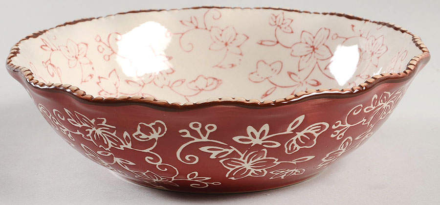 Floral Lace Cranberry Soup/Cereal Bowl by Temp-Tations-1