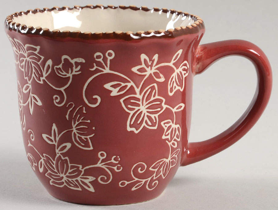 Floral Lace Cranberry Mug by Temp-Tations-1