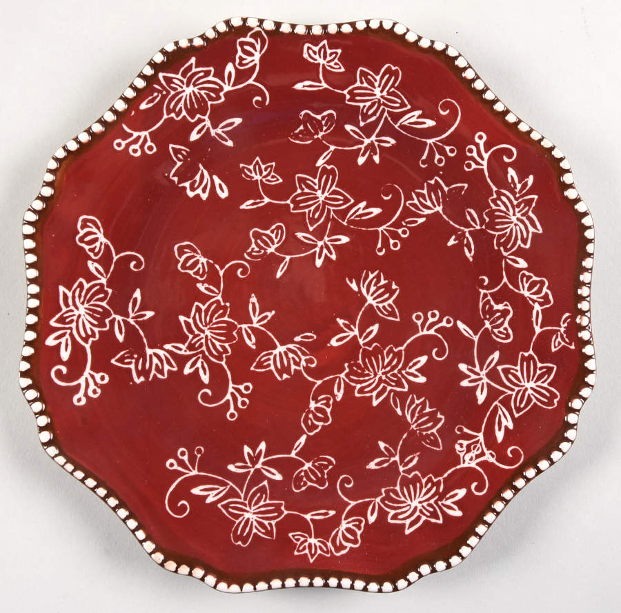 Floral Lace Cranberry Salad Plate by Temp-Tations-1
