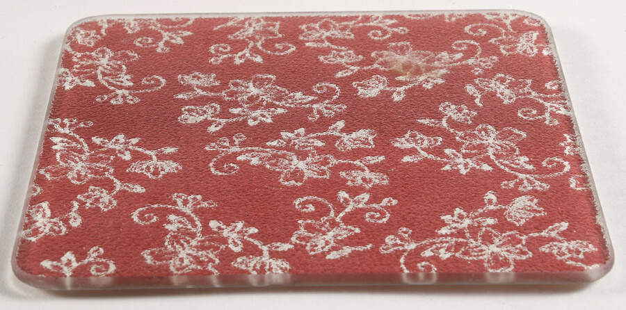 Floral Lace Cranberry Glass Trivet for 7" Square Baker by Temp-Tations-1