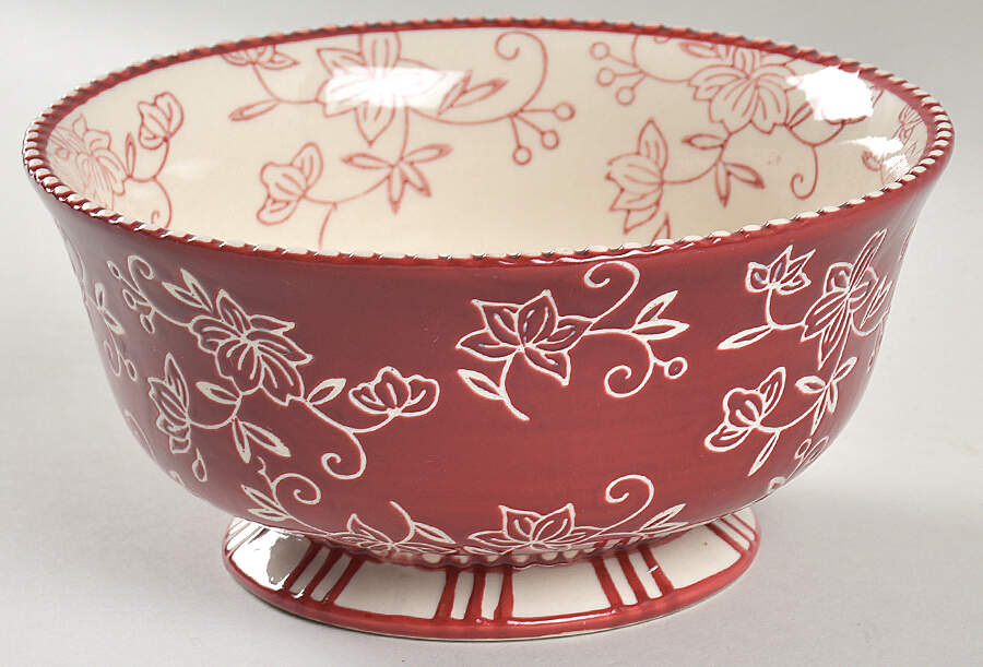 Floral Lace Cranberry Soup/Cereal Bowl by Temp-Tations-1