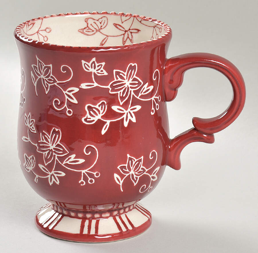 Floral Lace Cranberry Footed Mug by Temp-Tations-1