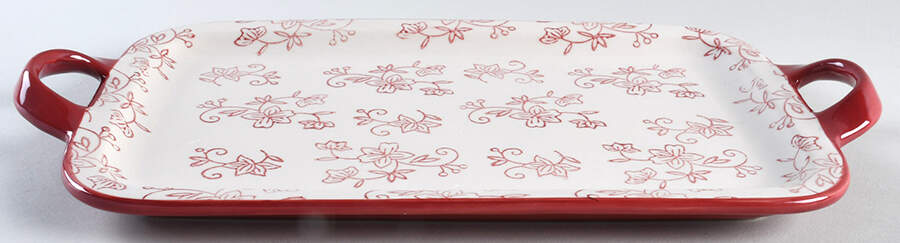 Floral Lace Cranberry 14" Handled Tray by Temp-Tations-1