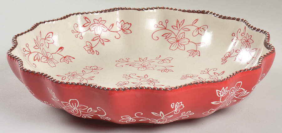 Floral Lace Cranberry 1.5 Quart Round Nesting Baker by Temp-Tations-1