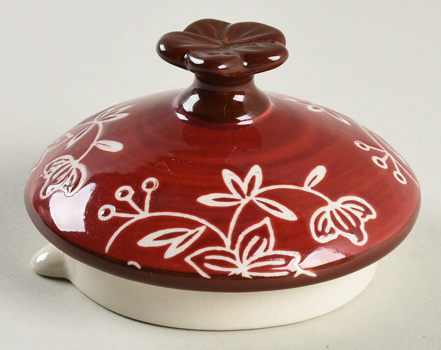 Floral Lace Cranberry Teapot Lid for Individual Teapot with Cup by Temp-Tations-1