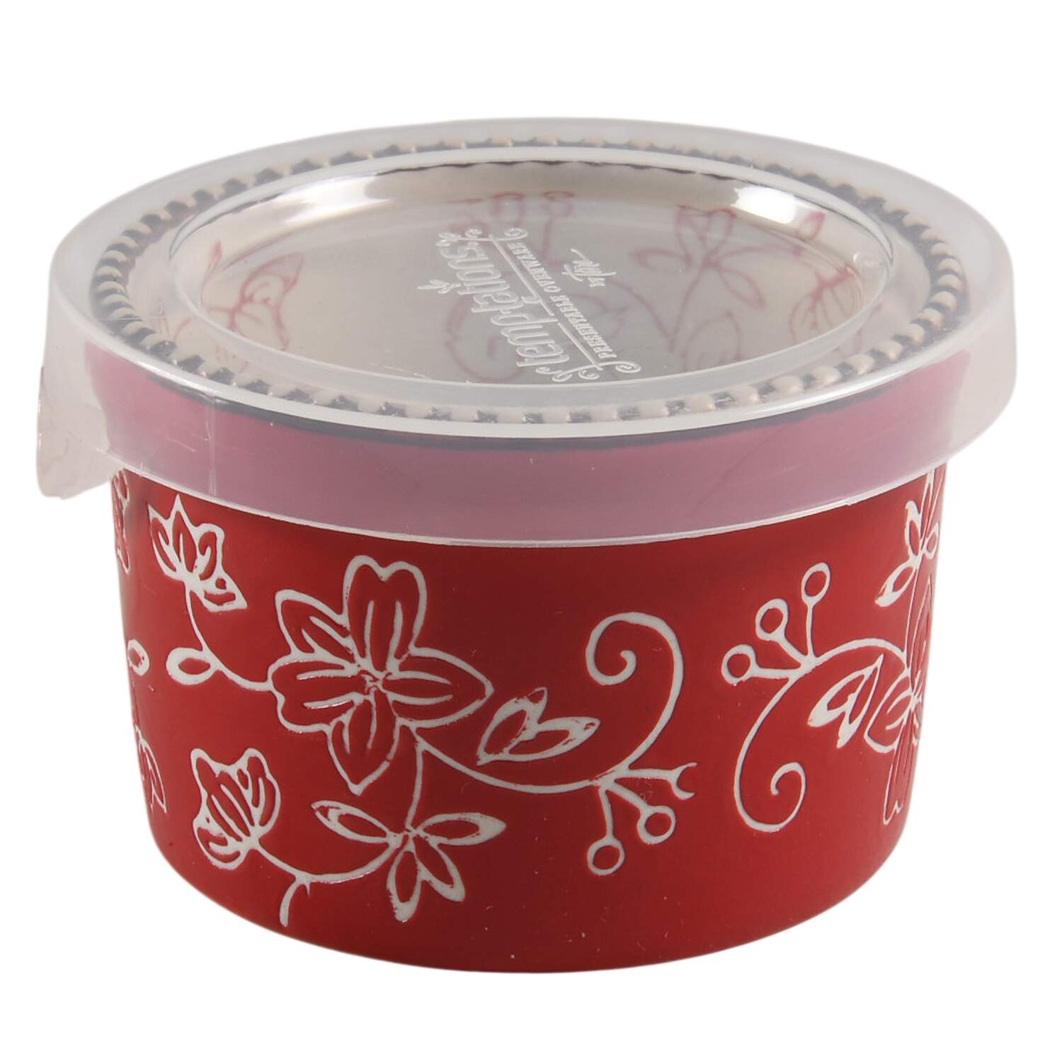 Floral Lace Cranberry Ramekin & Plastic Lid (RAMM1) by Temp-Tations-1