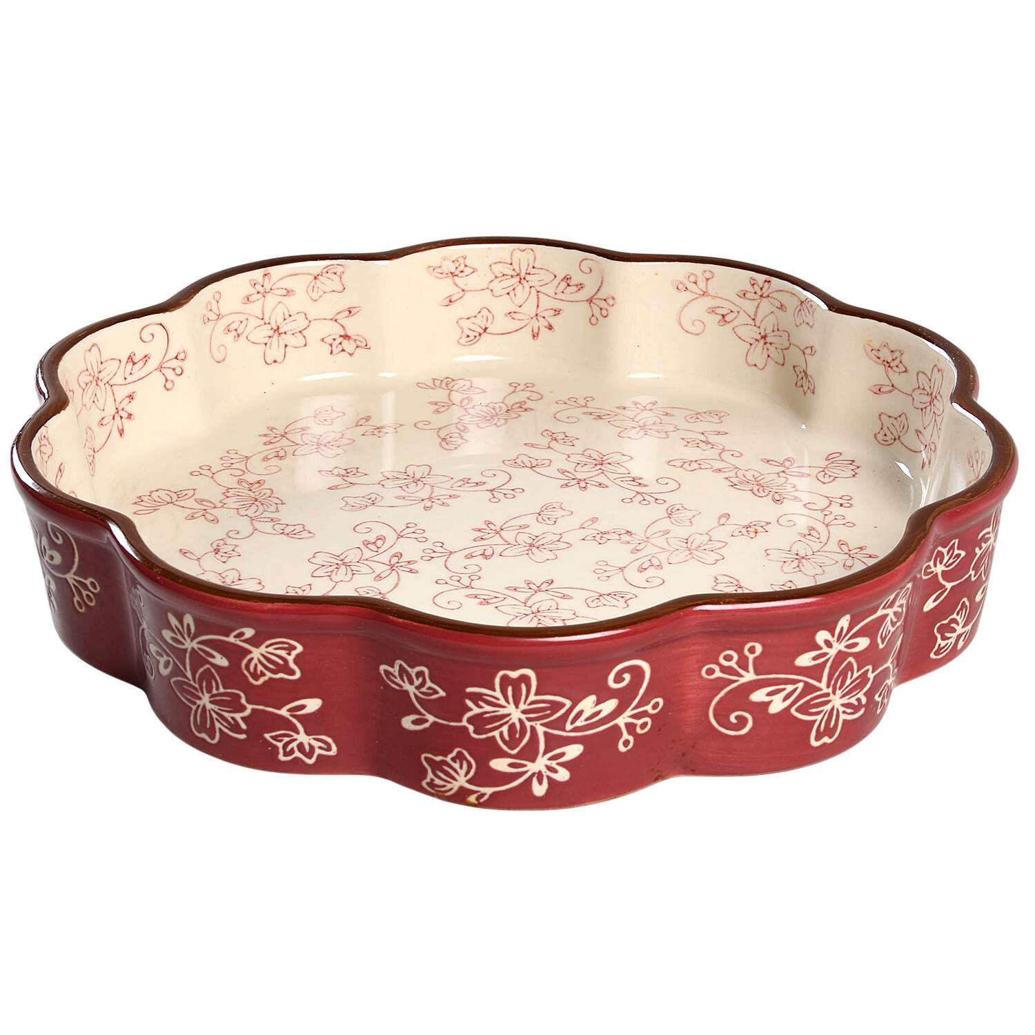 Floral Lace Cranberry 10" Quiche by Temp-Tations-1