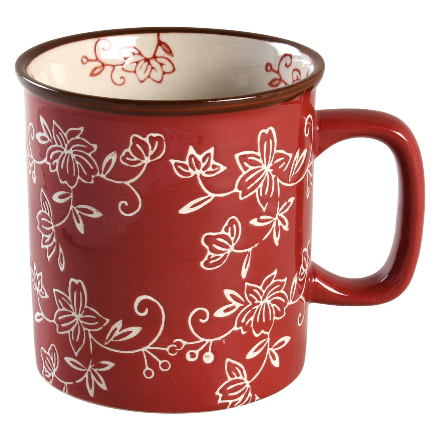Floral Lace Cranberry Mug by Temp-Tations-1