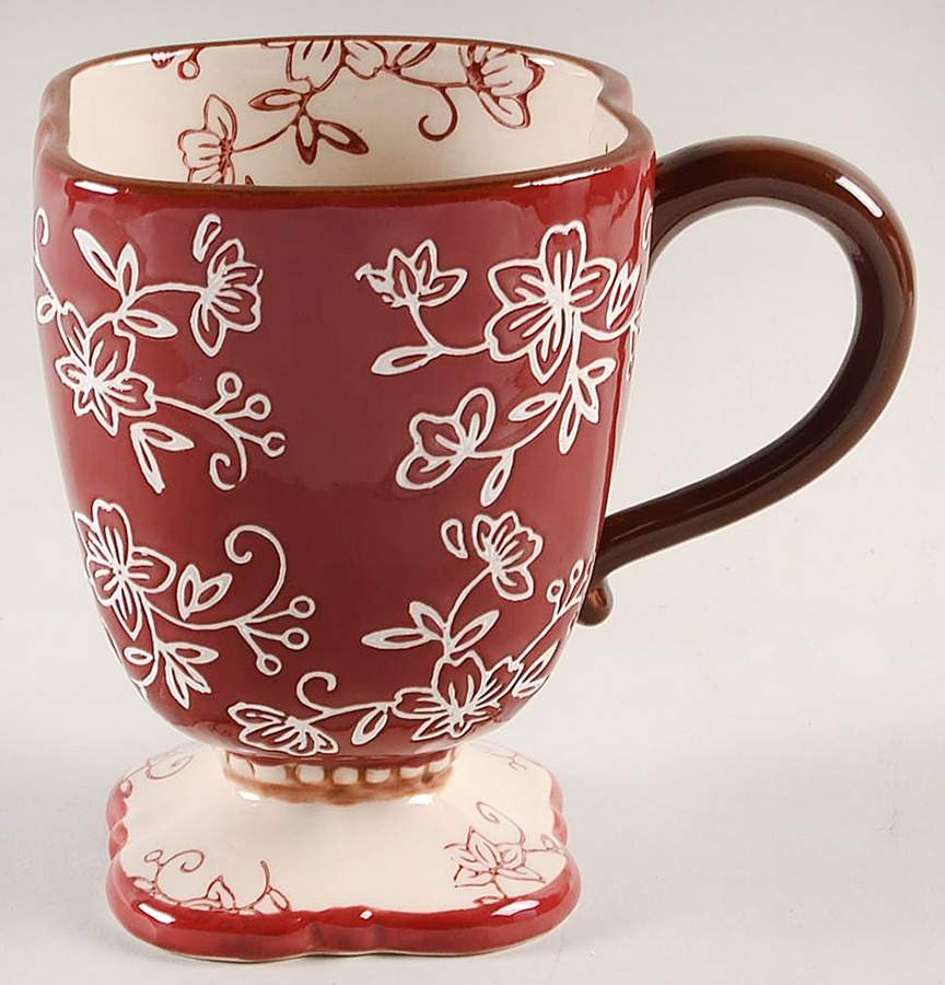 Floral Lace Cranberry Square Mug by Temp-Tations-1
