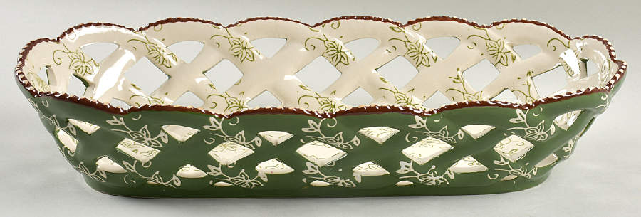 Floral Lace Green Bread Basket Tray by Temp-Tations-1
