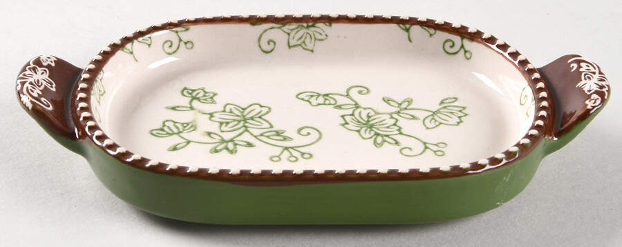 Floral Lace Green 6" Oval Lid-It (Trivet,Tray,Baker Lid) by Temp-Tations-1