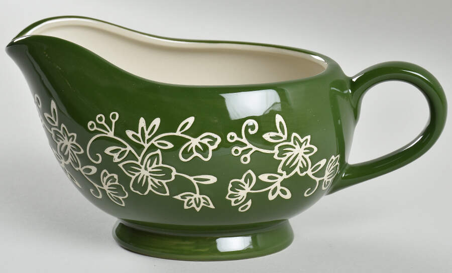 Floral Lace Green Gravy Boat by Temp-Tations-1