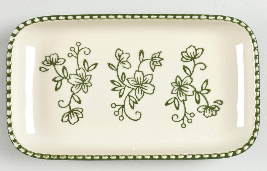 Floral Lace Green 1/2 Pound Butter Dish No Lid by Temp-Tations-1