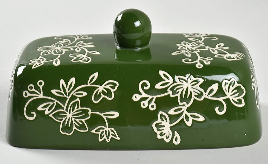 Floral Lace Green Lid for 1/2 Pound Butter Dish by Temp-Tations-1