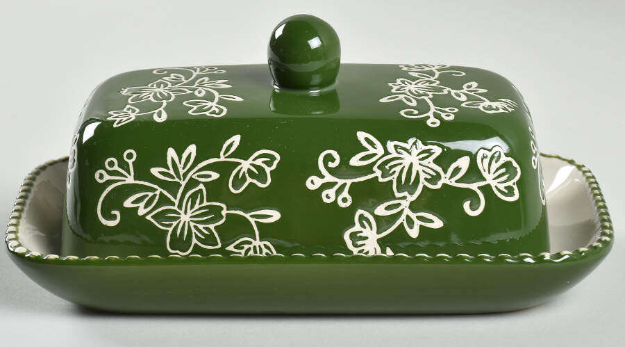 Floral Lace Green Half Pound Covered Butter by Temp-Tations-1