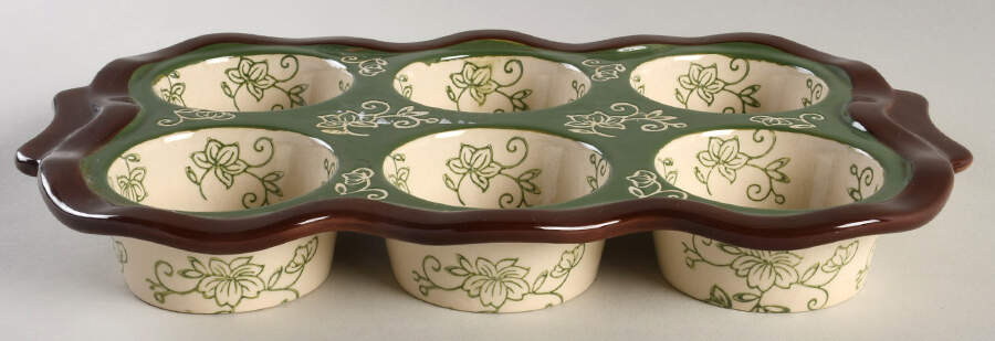 Floral Lace Green Muffin Pan (Holds 6 Muffins) by Temp-Tations-1