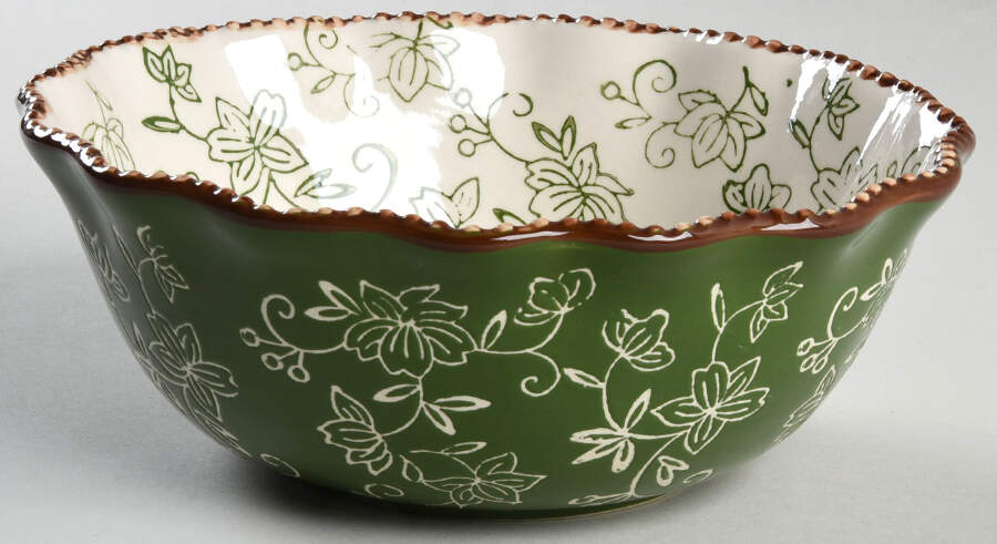 Floral Lace Green Soup/Cereal Bowl by Temp-Tations-1