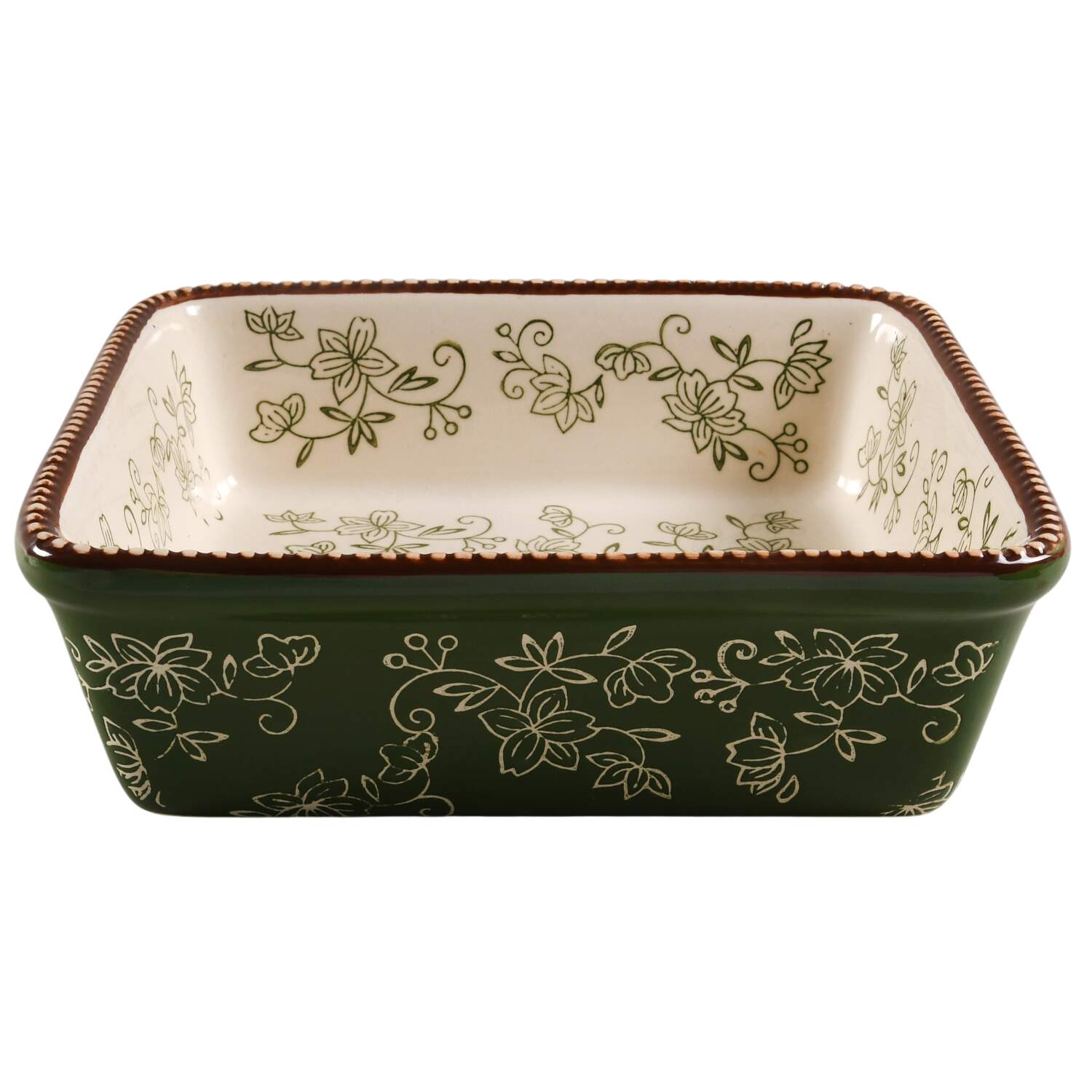 Floral Lace Green 9" Square Baker by Temp-Tations-1
