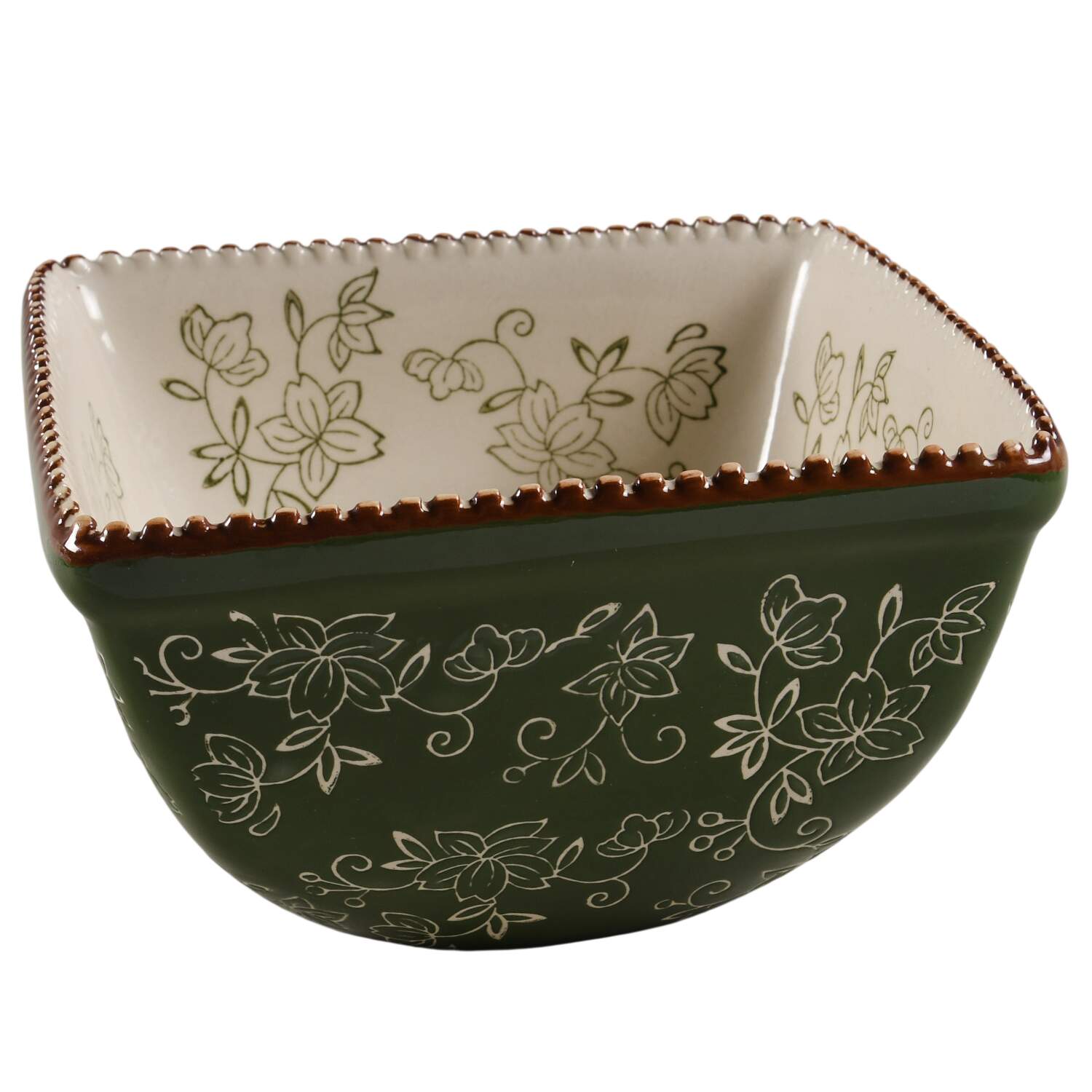 Floral Lace Green 6" Square Mixing Bowl by Temp-Tations-1