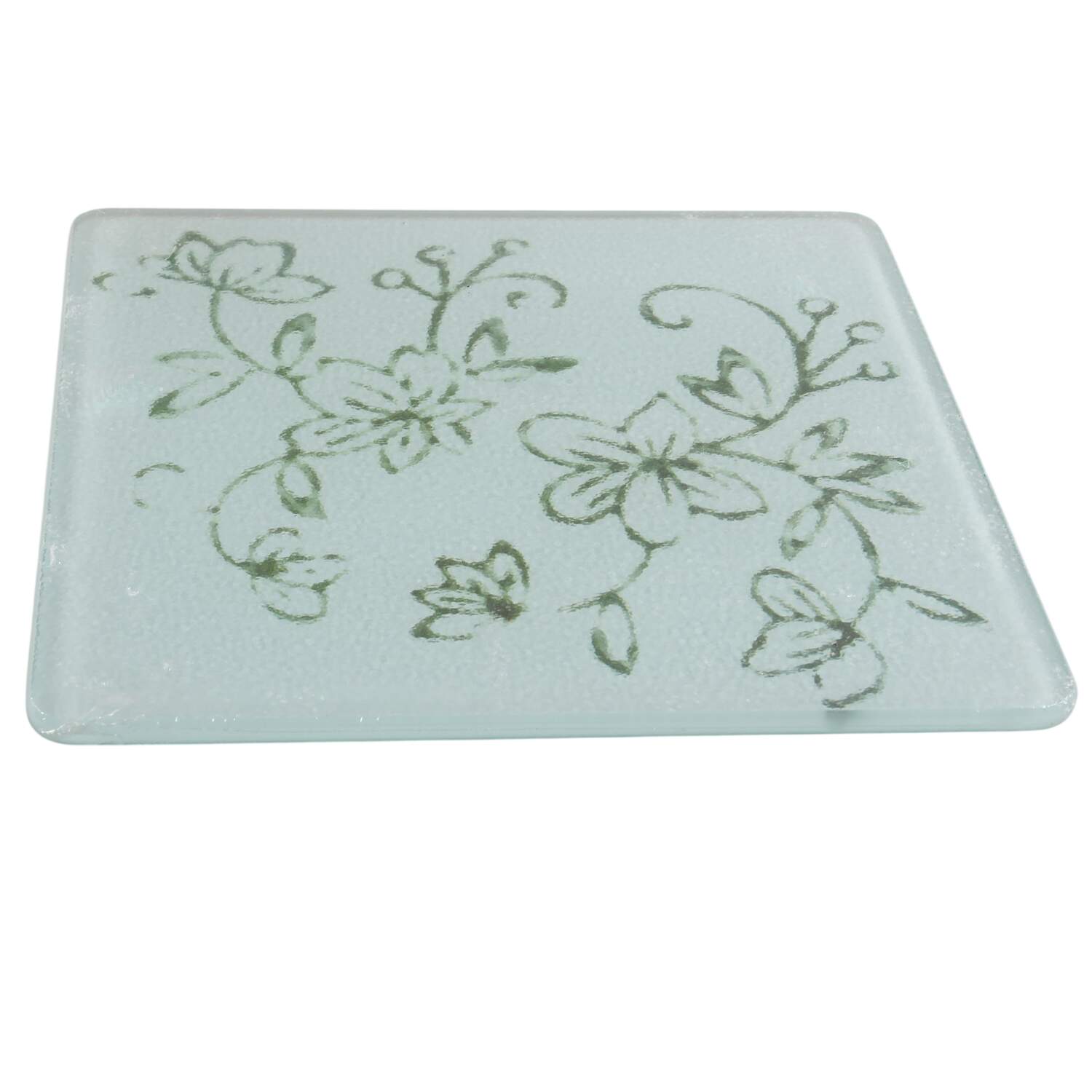Floral Lace Green Glass Trivet for 9" Square Baker by Temp-Tations-1