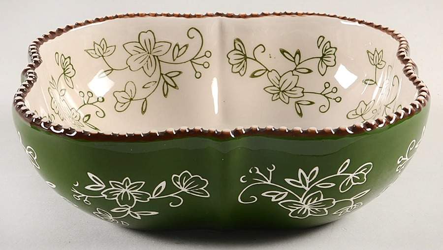 Floral Lace Green Square Soup Bowl by Temp-Tations-1