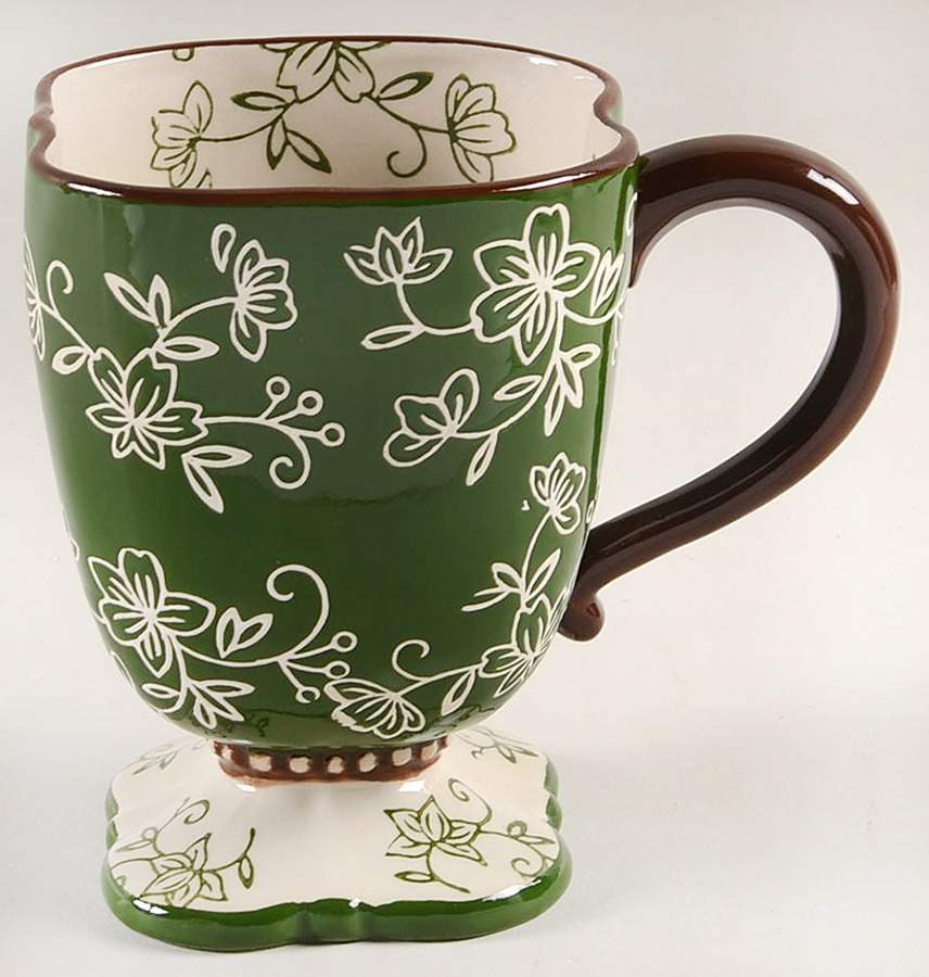 Floral Lace Green Square Mug by Temp-Tations-1