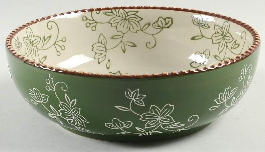 Floral Lace Green Deep Soup/Cereal Bowl by Temp-Tations-1
