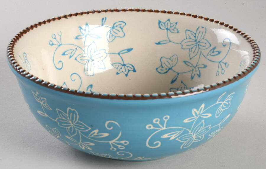 Floral Lace Light Blue Soup/Cereal Bowl by Temp-Tations-1