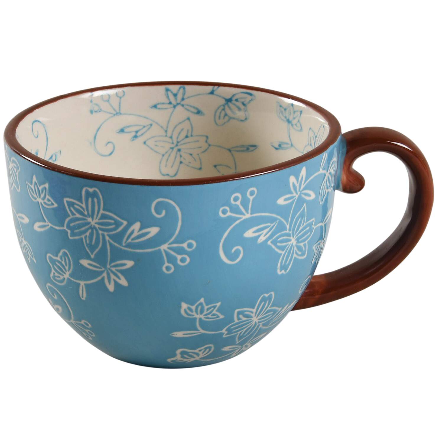 Floral Lace Light Blue Soup Mug by Temp-Tations-1