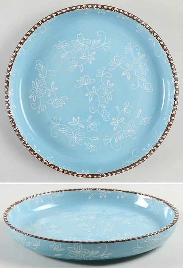 Floral Lace Light Blue Deep Salad Plate by Temp-Tations-1