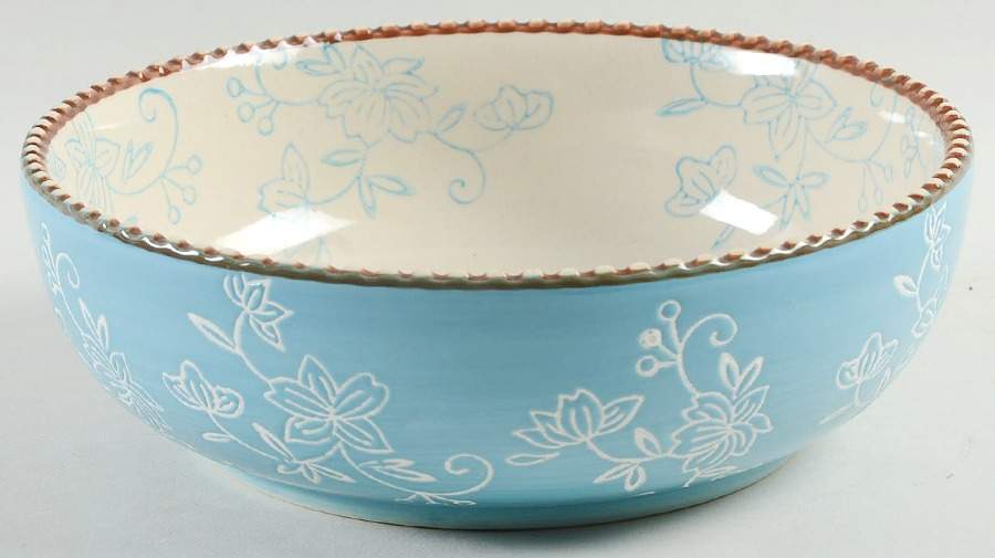 Floral Lace Light Blue Deep Soup/Cereal Bowl by Temp-Tations-1