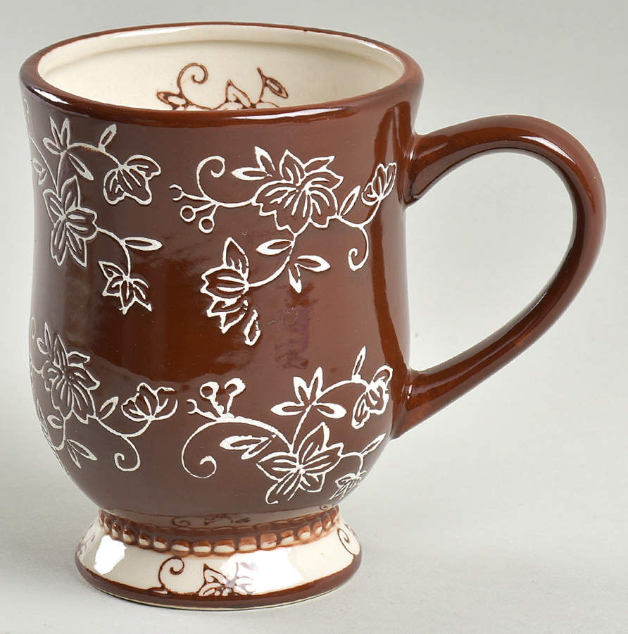 Floral Lace Chocolate Footed Mug (No Lid-It or Spoon) by Temp-Tations-1