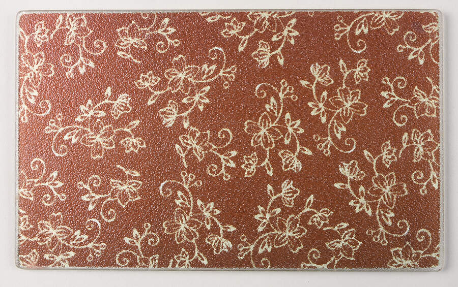 Floral Lace Chocolate Glass Trivet for 13" Rectangular Baker by Temp-Tations-1