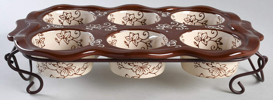 Floral Lace Chocolate Muffin Pan (Holds 6 Muffins) & Metal Stand by Temp-Tations-1