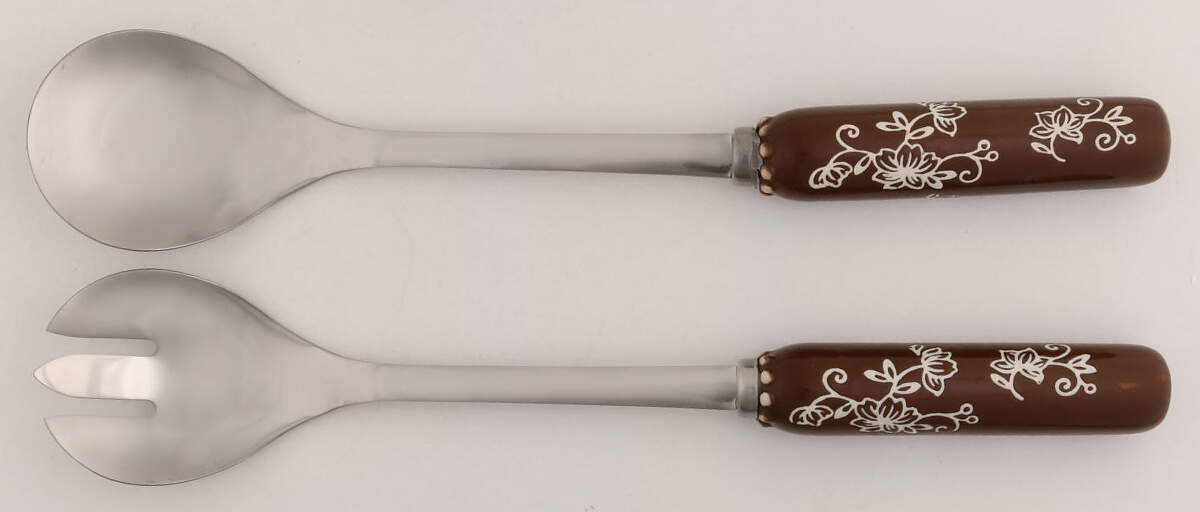 Floral Lace Chocolate (2 Piece) Salad Set with Stainless Bowl by Temp-Tations-1