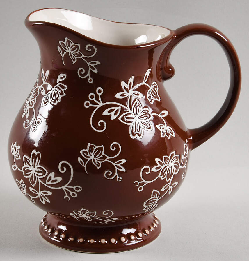 Floral Lace Chocolate 18 Oz Pitcher by Temp-Tations-1