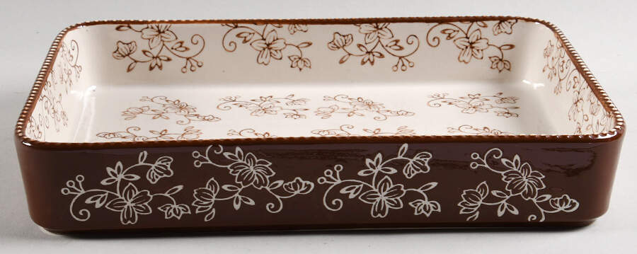 Floral Lace Chocolate Rectangular Toaster Oven Baker by Temp-Tations-1