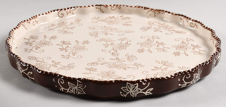 Floral Lace Chocolate Lid-It for 10" Quiche (Trivet, Tray, Lid) by Temp-Tations-1