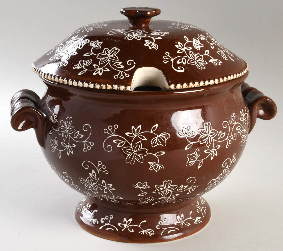 Floral Lace Chocolate Tureen &  Lid by Temp-Tations-1