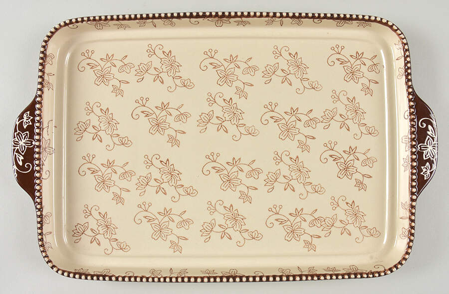 Floral Lace Chocolate 16'' Rectangular Tray by Temp-Tations-1