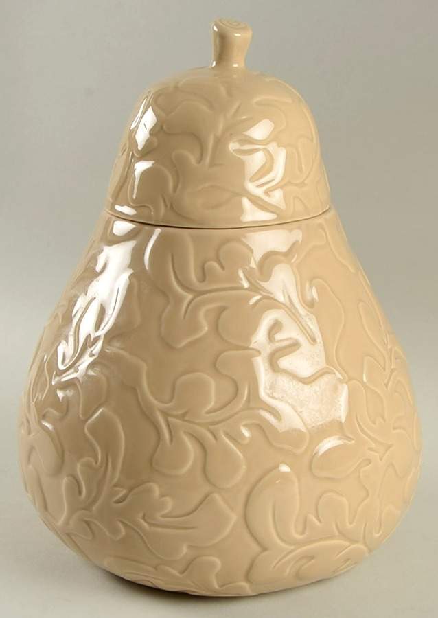 Pear Blossom Tan Cookie Jar & Lid by Tabletops Unlimited-1