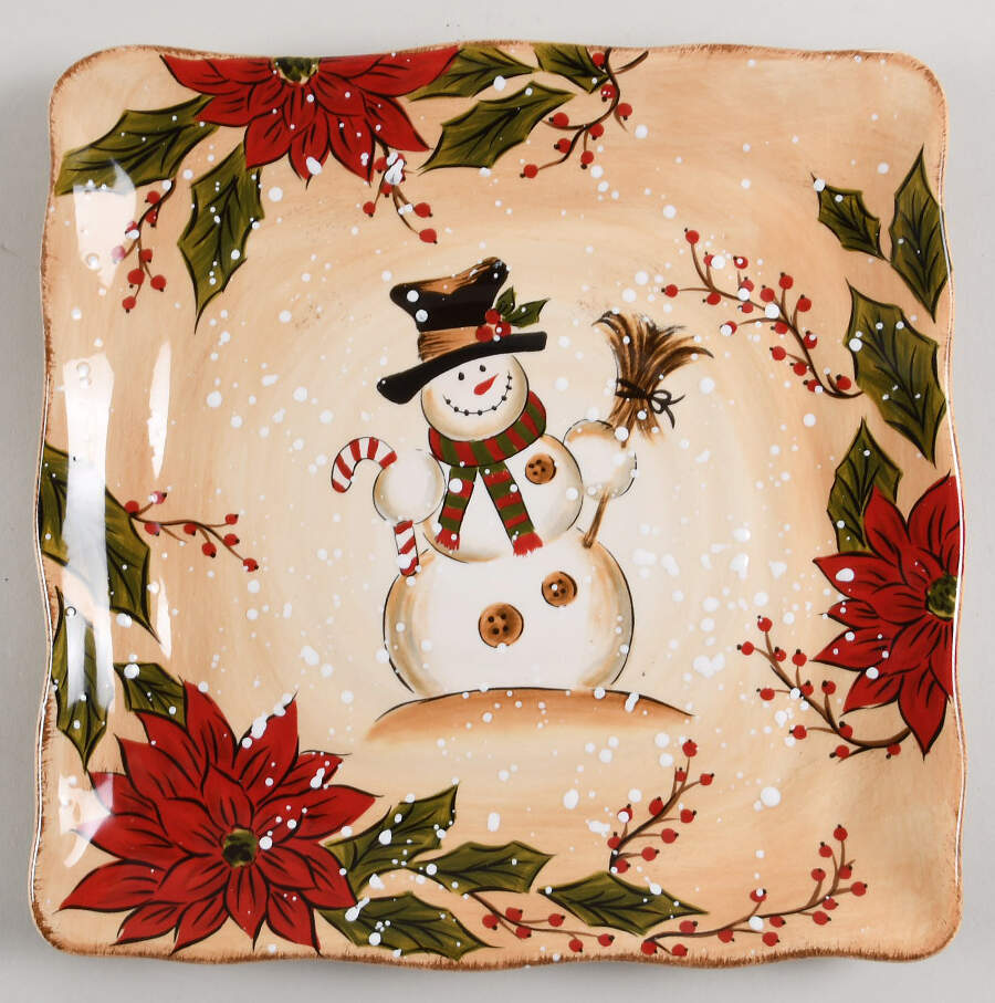 Holly Jolly Square Dinner Plate by Tabletops Unlimited-1
