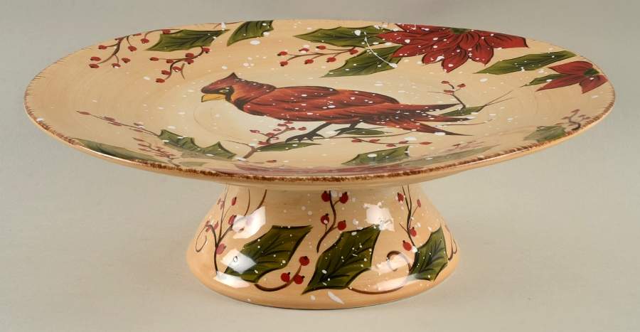 Holly Jolly 11" Diameter Pedestal Cake Stand by Tabletops Unlimited-1