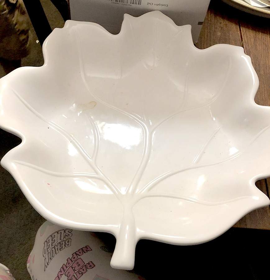 White on White 18" Leaf Dish by Tabletops Unlimited-1
