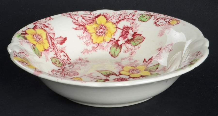Dogwood Pink & Yellow (Vogue) Fruit/Dessert (Sauce) Bowl by Taylor, Smith & Taylor (Ts&T)-1