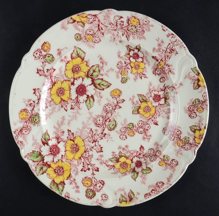 Dogwood Pink & Yellow (Vogue) Dinner Plate by Taylor, Smith & Taylor (Ts&T)-1