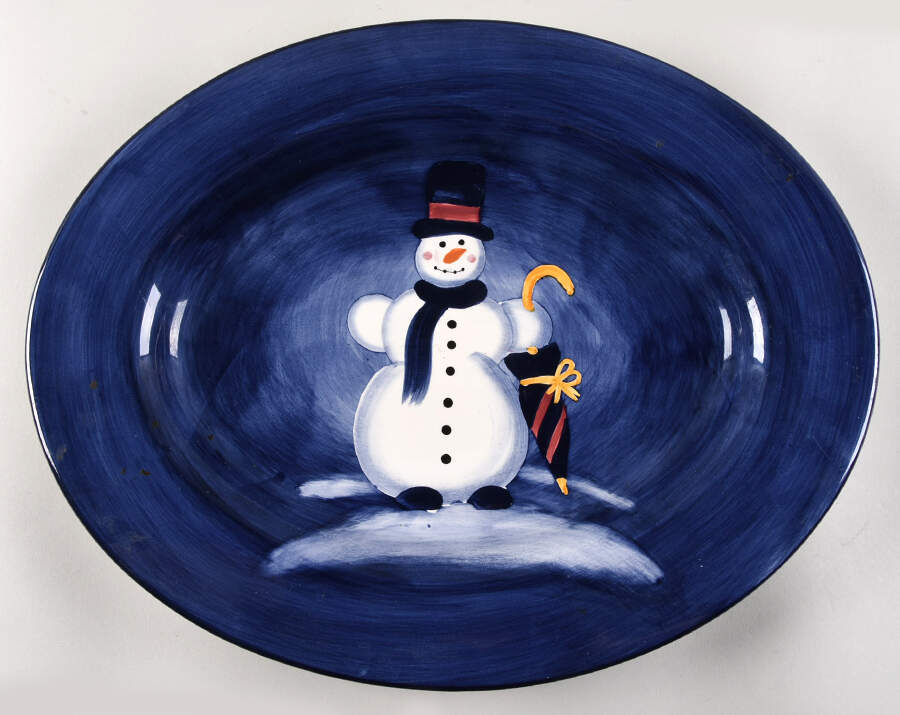Snowman 18" Oval Serving Platter by Tabletops Unlimited-1