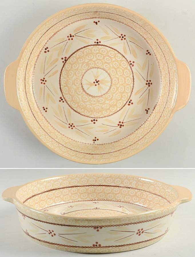 Old World Cream 3 Qt Round Baker No Plastic Lid for Baker & Ramekins Set (Chip & Dip) by Temp-Tations-1