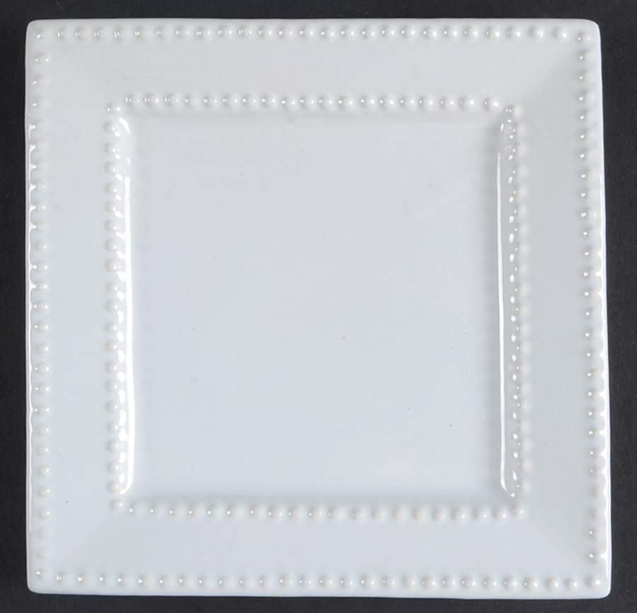 Beaded Square White Salad/Dessert Plate by Ten Strawberry Street-1